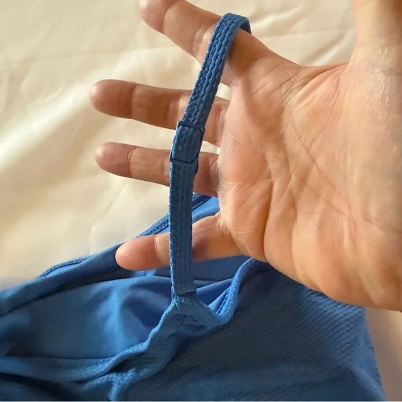 Aerie Blue Textured Padded Bikini Top | Adjustable Straps | Swim Top Size M - Picture 5 of 7